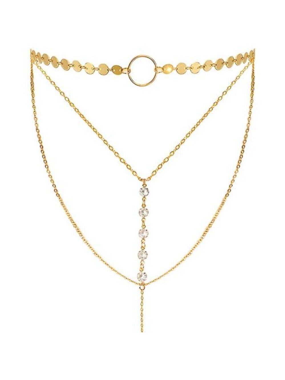 Layered Sequin Choker Necklace Long Pendant Necklace for Women Evening Party